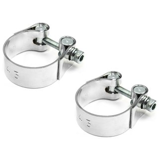 Exhaust clamp 43 mm chrome 2 pieces