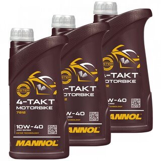 Motorl Motor l MANNOL Motorbike 4-Takt 10W-40 API SL 3 X 1 Liter