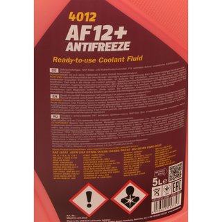 Khlerfrostschutz MANNOL Frostschutz Antifreeze 4 X 5 Liter Fertiggemisch -40C rot AF12 G12