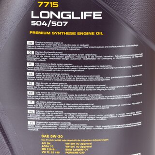 Engineoil Engine oil MANNOL 5W-30 Longlife API SN 5 liters