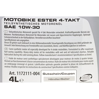 Motorl Set Ester 10W30 4 Liter + lfilter HF131