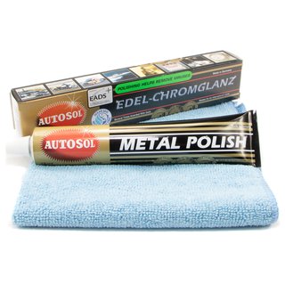 Noble chrome gloss metal polish Autosol 01 001000 75 ml tube + Microfibercloth
