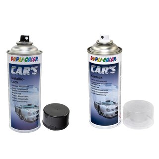 Lackspray Spraydose Cars Dupli Color 706875 schwarz metallic 400 ml + Klarlack 385858 400 ml
