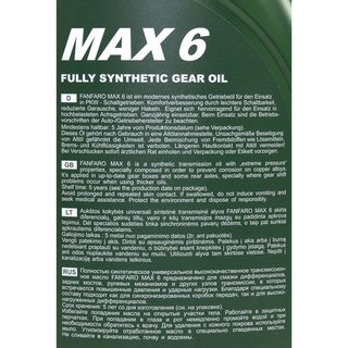 Gearoil Gear oil FANFARO MAX 6 75W-90 GL-5 12 X 1 liters
