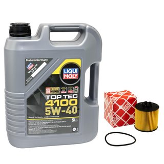 Engineoil set Top Tec 4100 5W-40 5 liters + Oilfilter Febi 37441