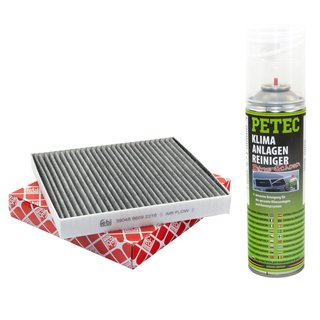 Cabin filter pollenfilter Febi 39048 + cleaner air conditioning 500 ml PETEC