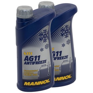 Khlerfrostschutz Konzentrat MANNOL AG11 Longterm -40C 2 X 1 Liter blau