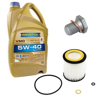 Engineoil set VMO SAE 5W-40 5 liters + Oil Filter SH4032L + Oildrainplug 100551