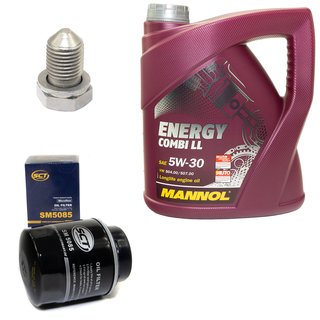 Engine Oil Set 5W-30 4 liters + oil filter SCT SM5085 + Oildrainplug 15374