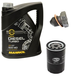 Motorl Set 5W40 Diesel Turbo 5 Liter + lfilter SM111 + lablassschraube 12281