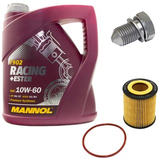 Engineoil set Racing+Ester 10W60 4 liters + Oil Filter SH4784P + Oildrainplug 48871