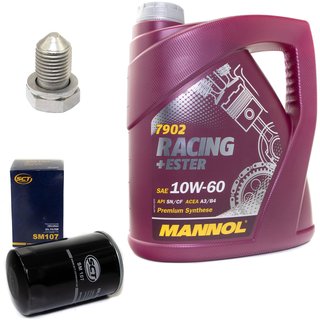 Engineoil set Racing+Ester 10W60 4 liters + Oil Filter SM107 + Oildrainplug 15374