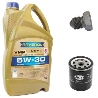 Engineoil set VMP SAE 5W-30 5 liters + Oil Filter SM113 + Oildrainplug 03272
