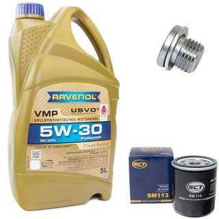 Motorl Set VMP SAE 5W-30 5 Liter + lfilter SM113 + lablassschraube 100497