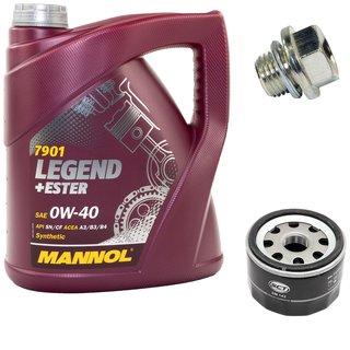 Engine Oil Set 0W-40 4 liters + oil filter SCT SM142 + Oildrainplug 30269