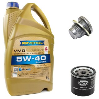 Engineoil set VMO SAE 5W-40 5 liters + Oil Filter SM158 + Oildrainplug 101250