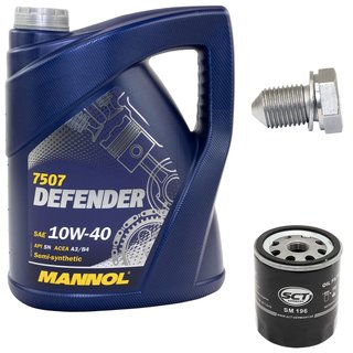 Engine Oil Set 10W-40 5 liters + oil filter SCT SM196 + Oildrainplug 15374