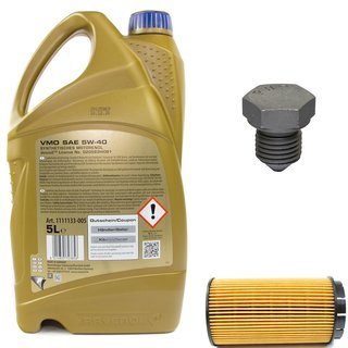 Engineoil set VMO SAE 5W-40 5 liters + Oil Filter SH422P + Oildrainplug 03272