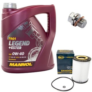 Engine Oil Set 0W-40 4 liters + oil filter SCT SH4045L + Oildrainplug 12341