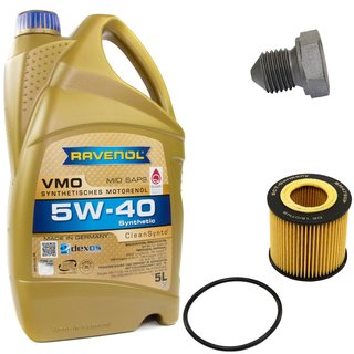 Engineoil set VMO SAE 5W-40 5 liters + Oil Filter SH4790P + Oildrainplug 03272