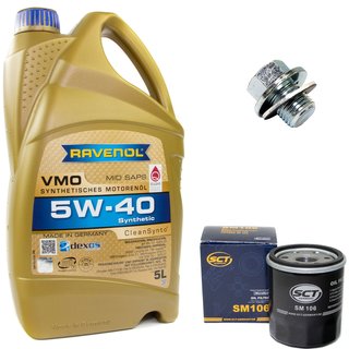Motorl Set VMO SAE 5W-40 5 Liter + lfilter SM106 + lablassschraube 30264