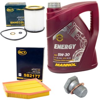 Engine Oil Set 5W-30 5 liters + oil filter SCT SH4032L + Oildrainplug 100551 + Airfilter SB2177