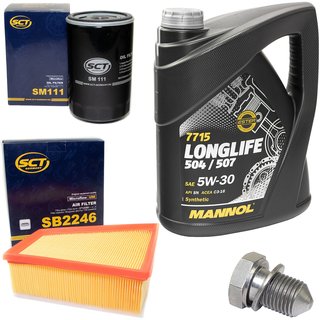 Engineoil set Longlife 5W30 API SN 5 liters + Oil Filter SM111 + Oildrainplug 48871 + Airfilter SB2246