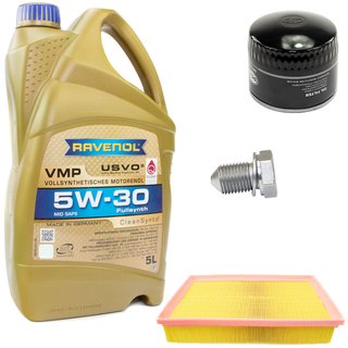 Engineoil set VMP SAE 5W-30 5 liters + Oil Filter SM5084 + Oildrainplug 15374 + Airfilter SB2215