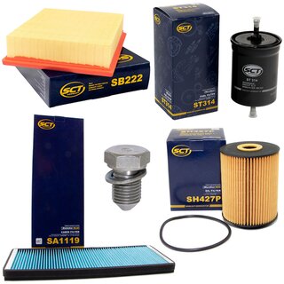 Filter set inspection fuelfilter ST 314 + oil filter SH 427 P + Oildrainplug 48871 + air filter SB 222 + cabin air filter SA 1119