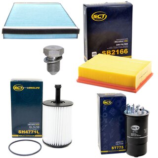 Filter set inspection fuelfilter ST 775 + oil filter SH 4771 L + Oildrainplug 48871 + air filter SB 2166 + cabin air filter SA 1135