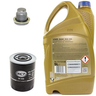 Engine Oil Set 5W-40 5 liters + Oilfilter SCT SK 809 + Oildrainplug 101250