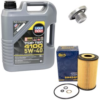 Engine Oil Set 5W-40 5 liters + Oilfilter SCT SH 424 P + Oildrainplug 04572