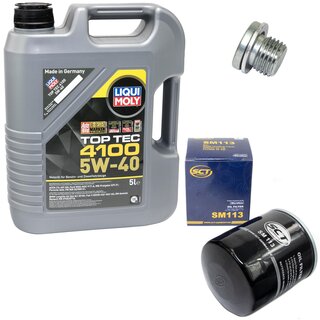 Engine Oil Set 5W-40 5 liters + Oilfilter SCT SM 113 + Oildrainplug 100497