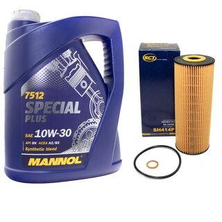 Motor oil set of Engineoil Engine oil MANNOL 10W-30 Special Plus API SN 5 liters + oil filter SH 414 P