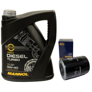 Motor oil set of Engineoil Engine Oil MANNOL Diesel Turbo 5W40 API CI4/ SN 5 liters + oil filter SK 809