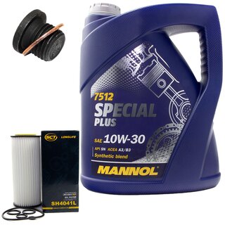 Engine Oil Set 10W-30 5 liters + Oilfilter SCT SH 4041 L + Oildrainplug 171173