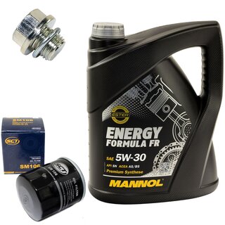 Engine Oil Set 5W30 5 liters + Oilfilter SCT SM 106 + Oildrainplug 30269