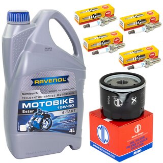 Maintenance package oil 4 Liters + oil filter + spark plugs