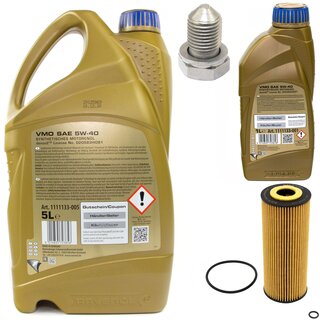 Motor oil set of Engine Oil RAVENOL VMO SAE 5W-40 6 liter + oil filter SH 420 P + Oildrainplug 15374